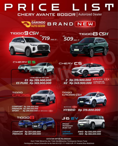 Pricelist Harga Chery solear 2025